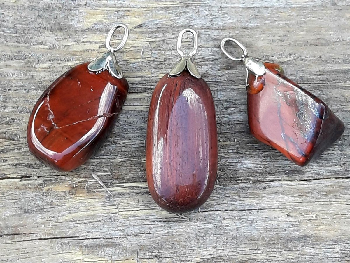 Edelsteen Katteoog (Rode Tijgeroog) hanger